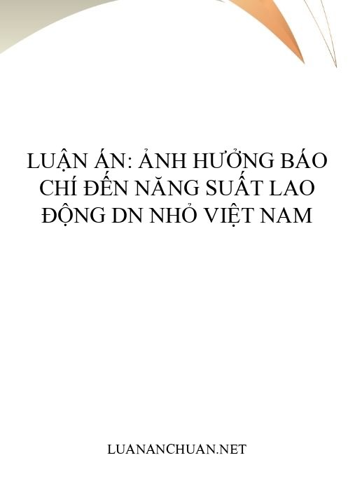 Luận án: Ảnh hưởng báo chí đến năng suất lao động DN nhỏ Việt Nam