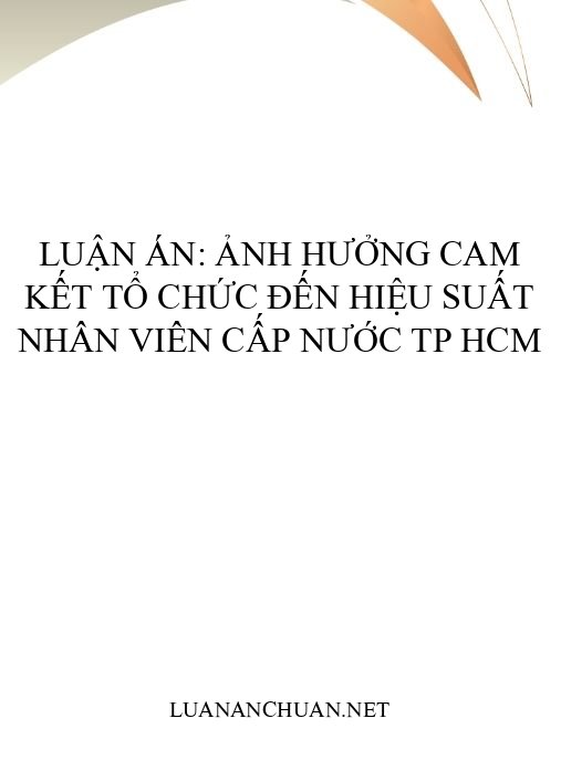 Luận án: Ảnh hưởng cam kết tổ chức đến hiệu suất nhân viên cấp nước TP HCM
