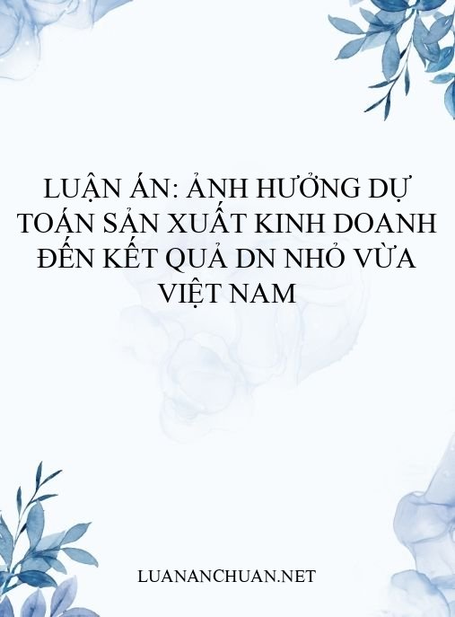 Luận án: Ảnh hưởng dự toán sản xuất kinh doanh đến kết quả DN nhỏ vừa Việt Nam