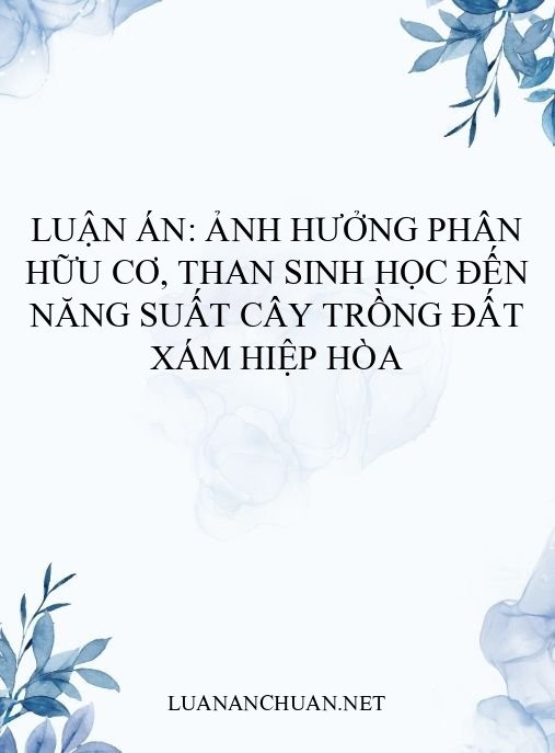 Luận án: Ảnh hưởng phân hữu cơ, than sinh học đến năng suất cây trồng đất xám Hiệp Hòa