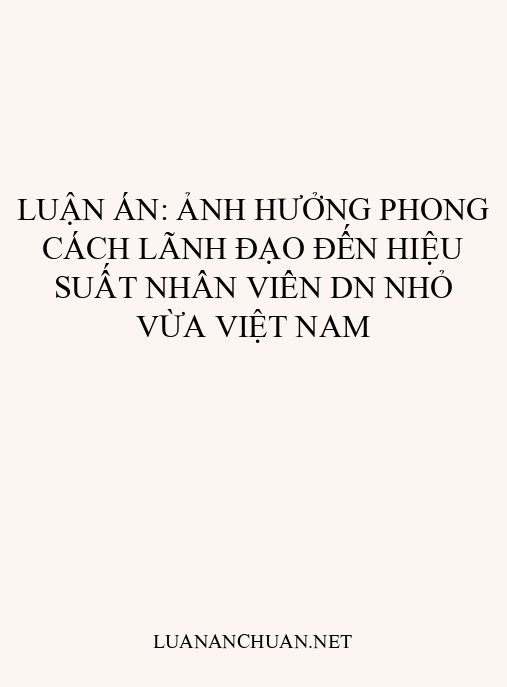 Luận án: Ảnh hưởng phong cách lãnh đạo đến hiệu suất nhân viên DN nhỏ vừa Việt Nam