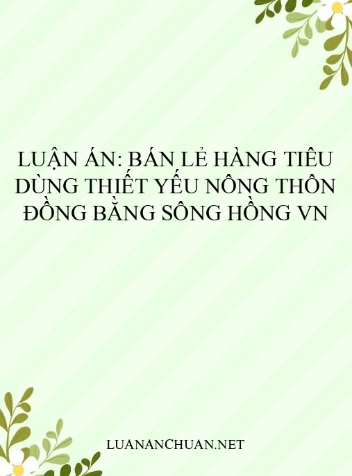 Luận án: Bán lẻ hàng tiêu dùng thiết yếu nông thôn Đồng bằng Sông Hồng VN