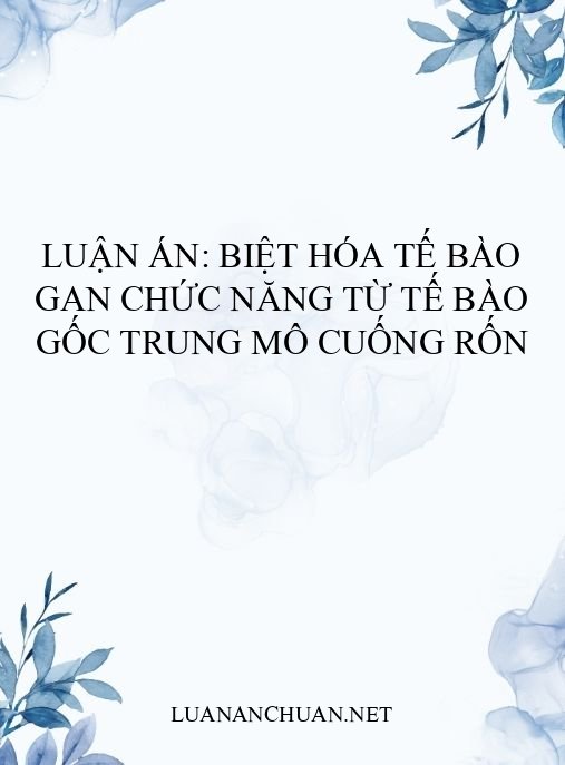 Luận án: Biệt hóa tế bào gan chức năng từ tế bào gốc trung mô cuống rốn