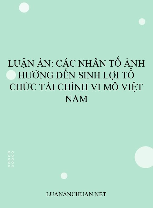 Luận án: Các nhân tố ảnh hưởng đến sinh lợi tổ chức tài chính vi mô Việt Nam