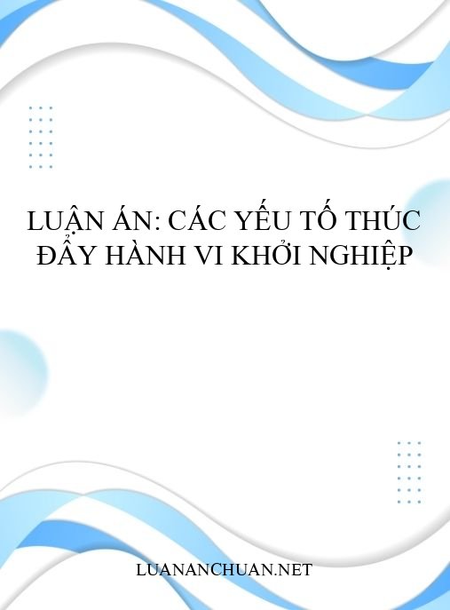 Luận án: Các Yếu Tố Thúc Đẩy Hành Vi Khởi Nghiệp