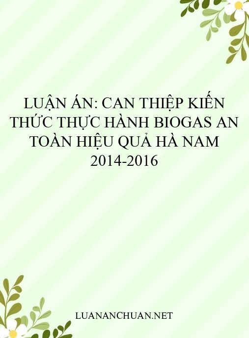 Luận án: Can thiệp kiến thức thực hành biogas an toàn hiệu quả Hà Nam 2014-2016