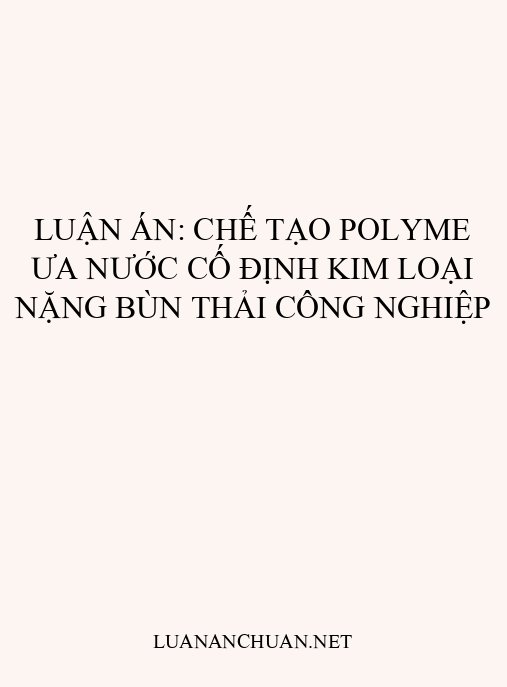 Luận án: Chế tạo polyme ưa nước cố định kim loại nặng bùn thải công nghiệp