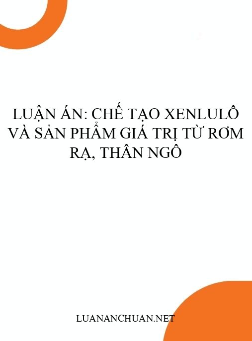 luận án: Chế tạo xenlulô và sản phẩm giá trị từ rơm rạ, thân ngô