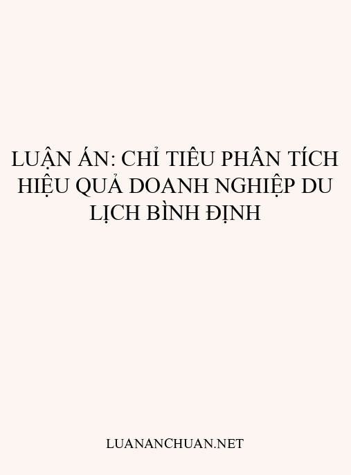 Luận án: Chỉ tiêu phân tích hiệu quả doanh nghiệp du lịch Bình Định