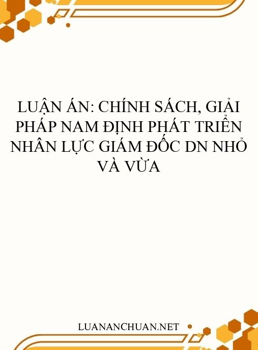 Luận án: Chính sách, giải pháp Nam Định phát triển nhân lực giám đốc DN nhỏ và vừa