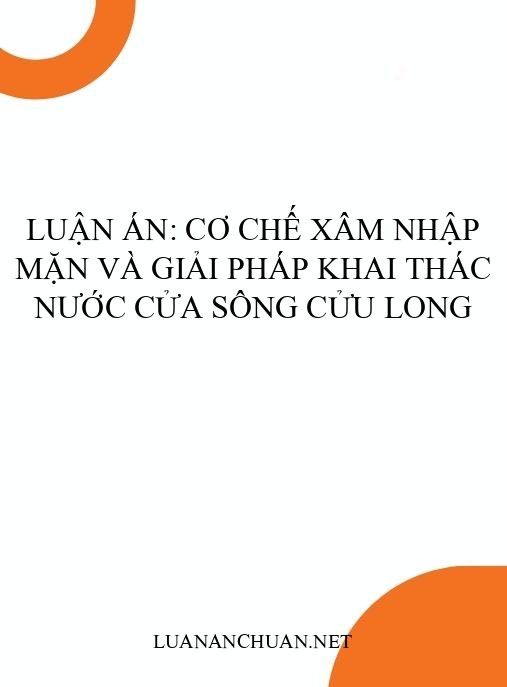 Luận án: Cơ chế xâm nhập mặn và giải pháp khai thác nước cửa sông Cửu Long