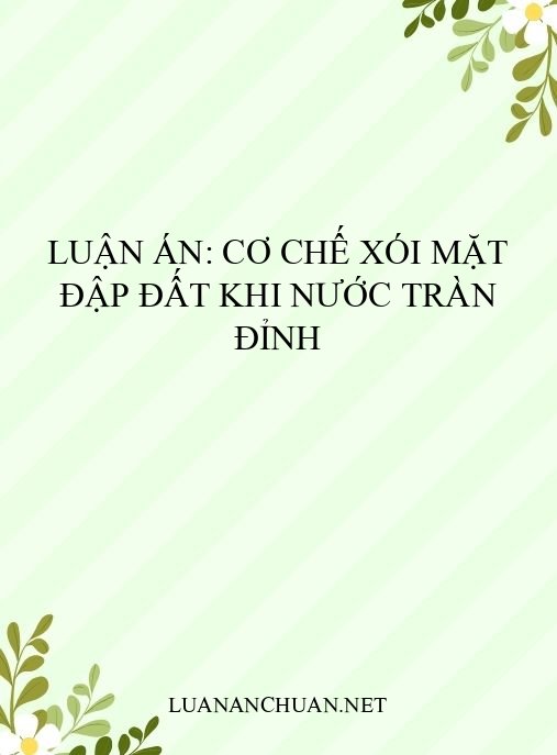 Luận án: Cơ chế xói mặt đập đất khi nước tràn đỉnh
