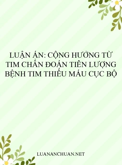 Luận án: Cộng hưởng từ tim chẩn đoán tiên lượng bệnh tim thiếu máu cục bộ