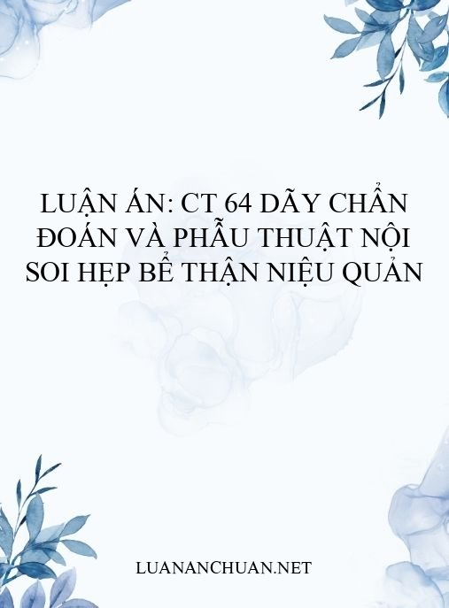 Luận án: CT 64 dãy chẩn đoán và phẫu thuật nội soi hẹp bể thận niệu quản