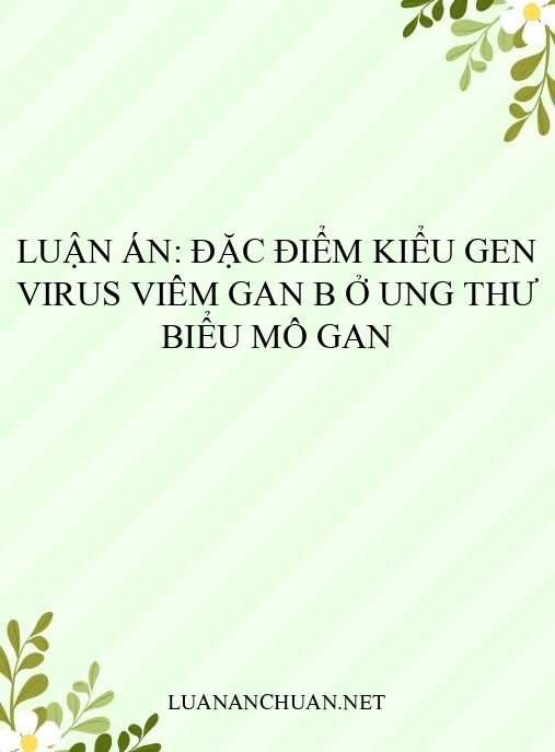 Luận án: Đặc điểm kiểu gen virus viêm gan B ở ung thư biểu mô gan