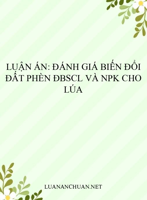 Luận án: Đánh giá biến đổi đất phèn ĐBSCL và NPK cho lúa