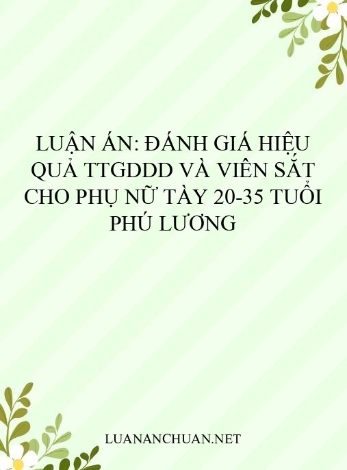 Luận án: Đánh giá hiệu quả TTGDDD và viên sắt cho phụ nữ Tày 20-35 tuổi Phú Lương