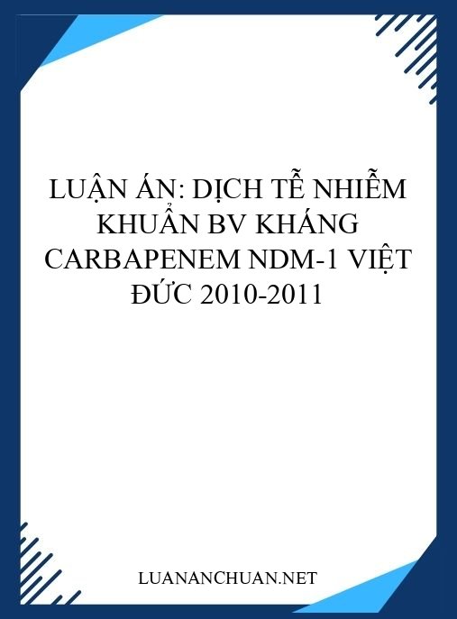Luận án: Dịch tễ nhiễm khuẩn BV kháng carbapenem NDM-1 Việt Đức 2010-2011