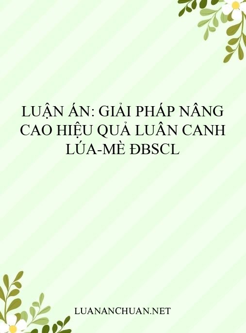 Luận án: Giải pháp nâng cao hiệu quả luân canh lúa-mè ĐBSCL