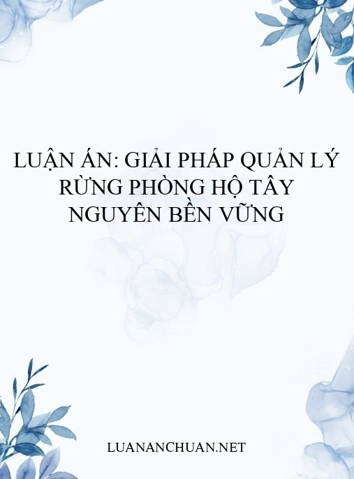 Luận án: Giải pháp quản lý rừng phòng hộ Tây Nguyên bền vững