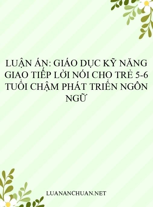 Luận án: Giáo dục kỹ năng giao tiếp lời nói cho trẻ 5-6 tuổi chậm phát triển ngôn ngữ