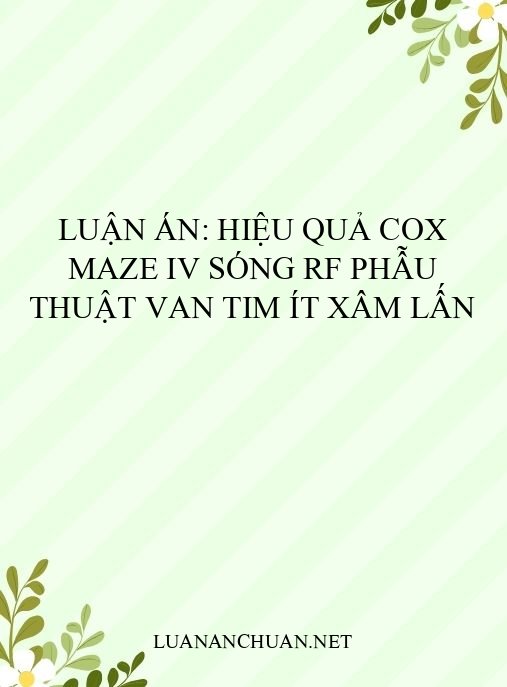Luận án: Hiệu quả Cox Maze IV sóng RF phẫu thuật van tim ít xâm lấn
