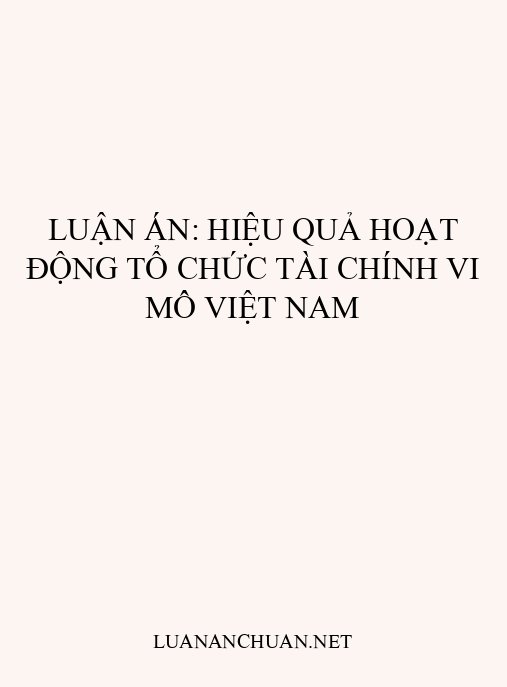 Luận án: Hiệu quả hoạt động tổ chức tài chính vi mô Việt Nam