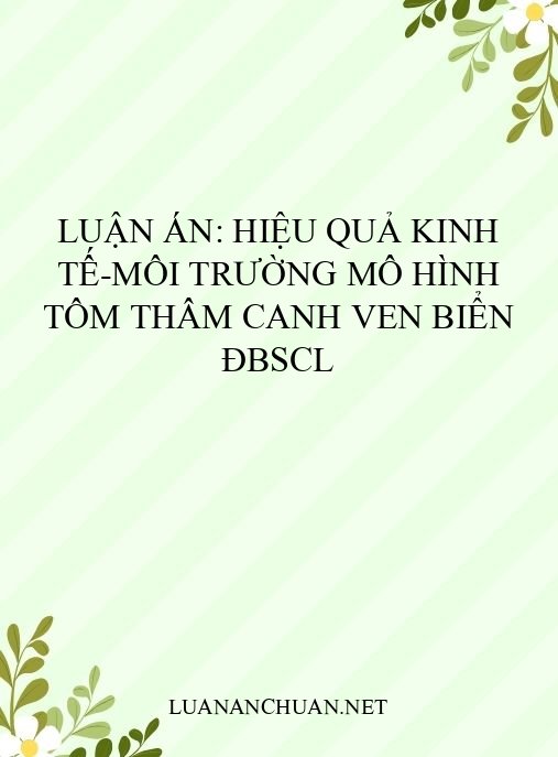 Luận án: Hiệu quả kinh tế-môi trường mô hình tôm thâm canh ven biển ĐBSCL