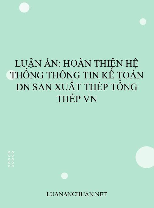 Luận án: Hoàn thiện hệ thống thông tin kế toán DN sản xuất thép Tổng Thép VN