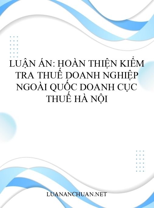 Luận án: Hoàn thiện kiểm tra thuế doanh nghiệp ngoài quốc doanh Cục Thuế Hà Nội