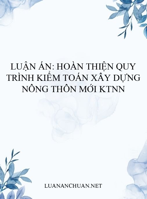 Luận án: Hoàn thiện quy trình kiểm toán Xây dựng Nông thôn mới KTNN
