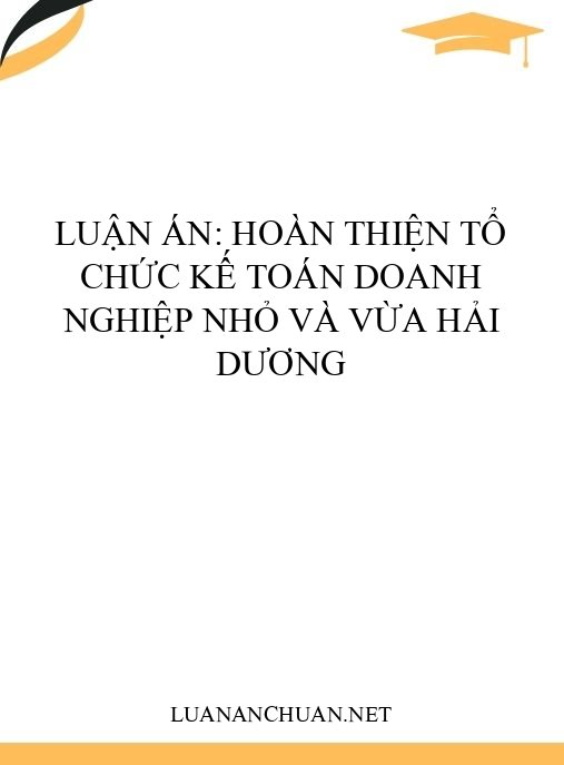 Luận án: Hoàn thiện tổ chức kế toán doanh nghiệp nhỏ và vừa Hải Dương