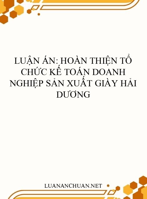 Luận án: Hoàn thiện tổ chức kế toán doanh nghiệp sản xuất giày Hải Dương