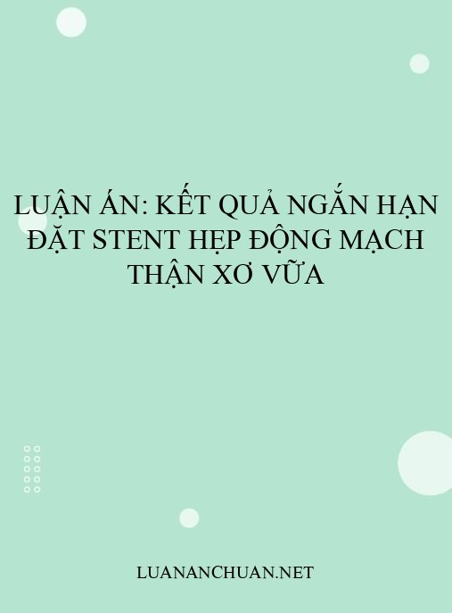 Luận án: Kết quả ngắn hạn đặt stent hẹp động mạch thận xơ vữa