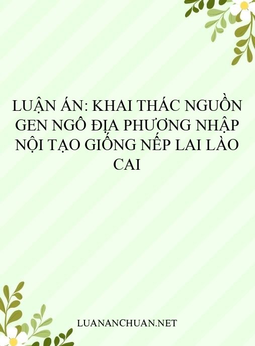 Luận án: Khai thác nguồn gen ngô địa phương nhập nội tạo giống nếp lai Lào Cai