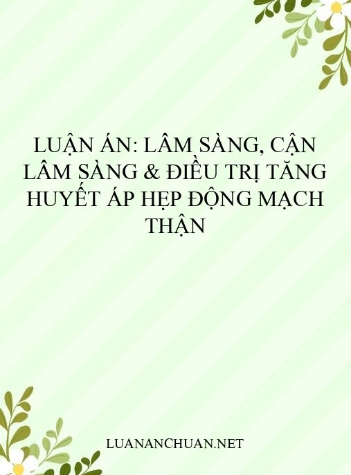 Luận án: Lâm sàng, cận lâm sàng & điều trị tăng huyết áp hẹp động mạch thận