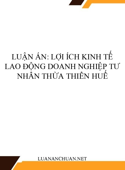 Luận án: Lợi ích kinh tế lao động doanh nghiệp tư nhân Thừa Thiên Huế