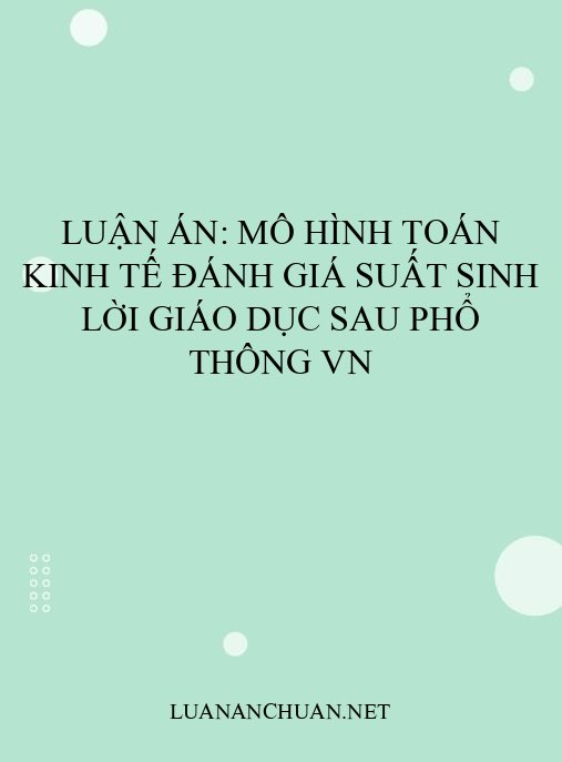 Luận án: Mô hình toán kinh tế đánh giá suất sinh lời giáo dục sau phổ thông VN