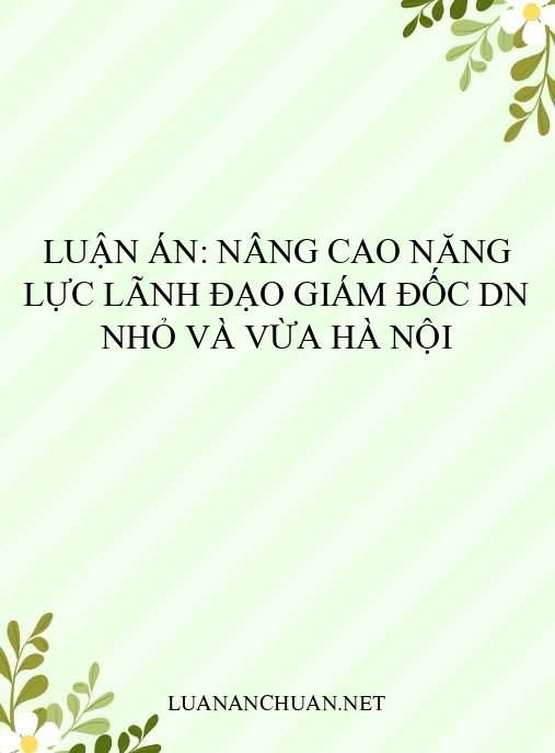 Luận án: Nâng cao năng lực lãnh đạo giám đốc DN nhỏ và vừa Hà Nội