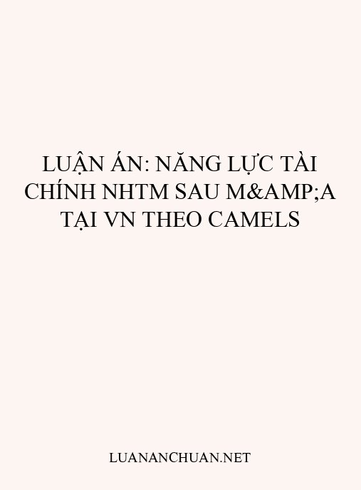 Luận án: Năng lực tài chính NHTM sau M&A tại VN theo Camels