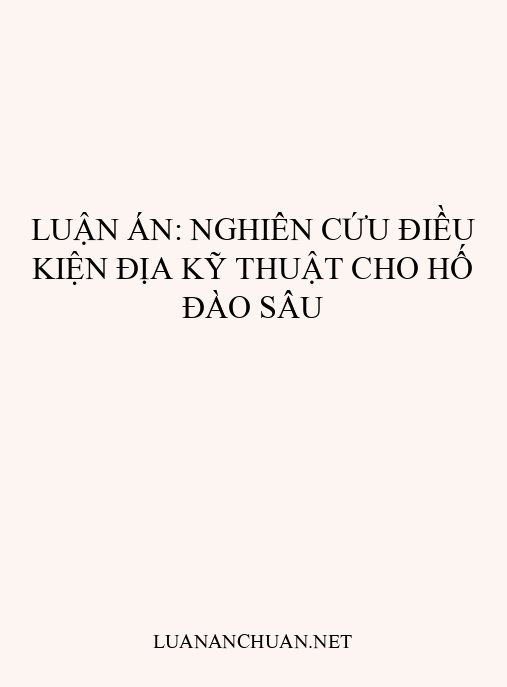 Luận án: Nghiên cứu điều kiện địa kỹ thuật cho hố đào sâu