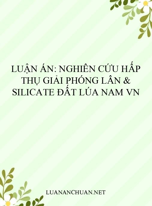 Luận án: Nghiên cứu hấp thụ giải phóng lân & silicate đất lúa Nam VN