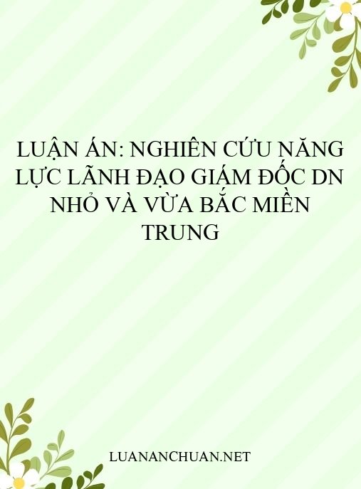 Luận án: Nghiên cứu năng lực lãnh đạo giám đốc DN nhỏ và vừa Bắc Miền Trung