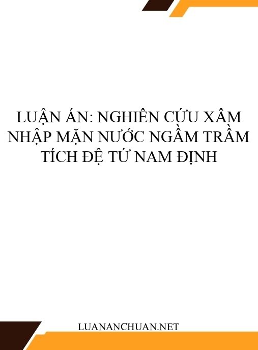 Luận án: Nghiên cứu xâm nhập mặn nước ngầm trầm tích Đệ tứ Nam Định