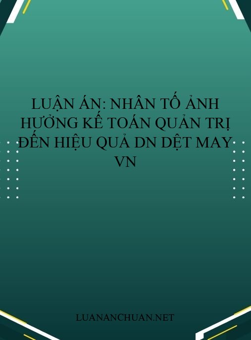 Luận án: Nhân tố ảnh hưởng kế toán quản trị đến hiệu quả DN dệt may VN