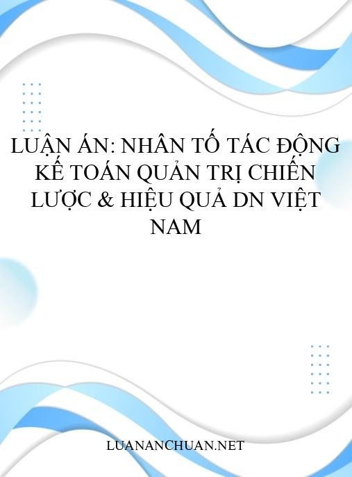Luận án: Nhân tố tác động kế toán quản trị chiến lược & hiệu quả DN Việt Nam