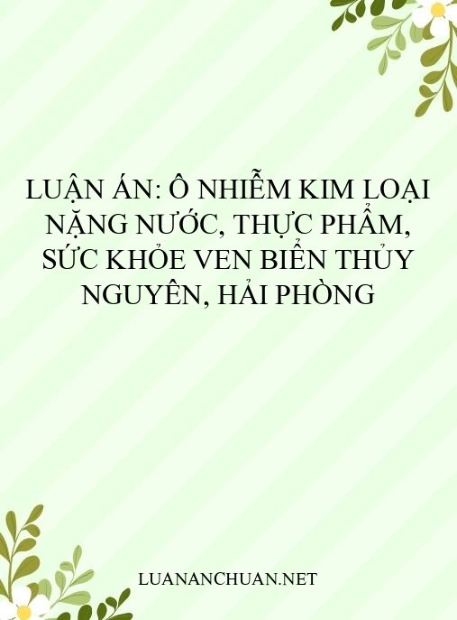 Luận án: Ô nhiễm kim loại nặng nước, thực phẩm, sức khỏe ven biển Thủy Nguyên, Hải Phòng