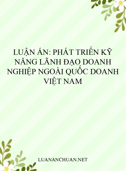 Luận án: Phát triển kỹ năng lãnh đạo doanh nghiệp ngoài quốc doanh Việt Nam