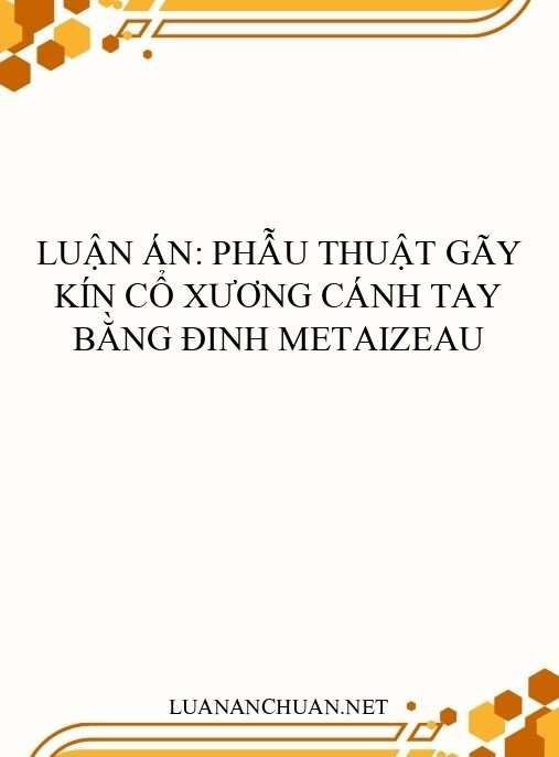 Luận án: Phẫu thuật gãy kín cổ xương cánh tay bằng đinh Metaizeau