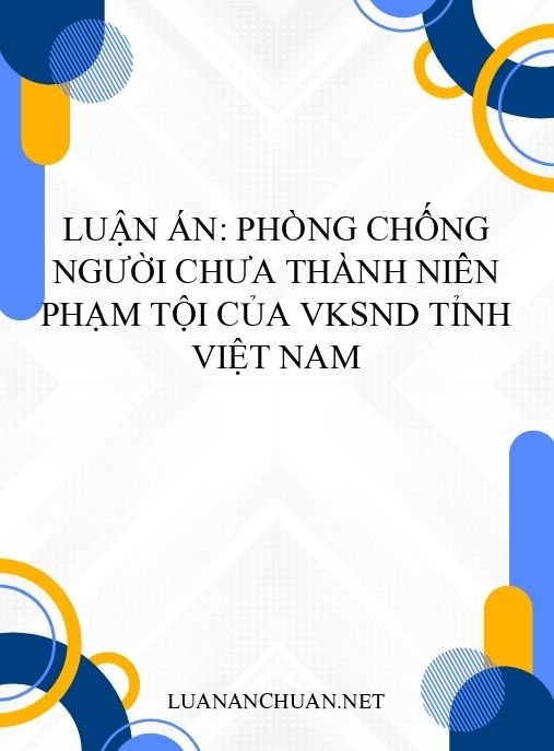 Luận án: Phòng chống người chưa thành niên phạm tội của VKSND tỉnh Việt Nam
